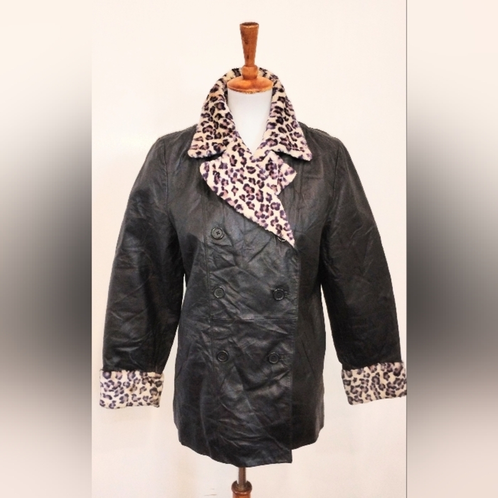 VINTAGE LEATHER LEOPARD COAT